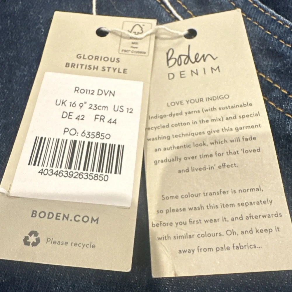 Boden Women US 12 Bermuda Mom Jean Long Shorts Indigo Blue R0112 DVN